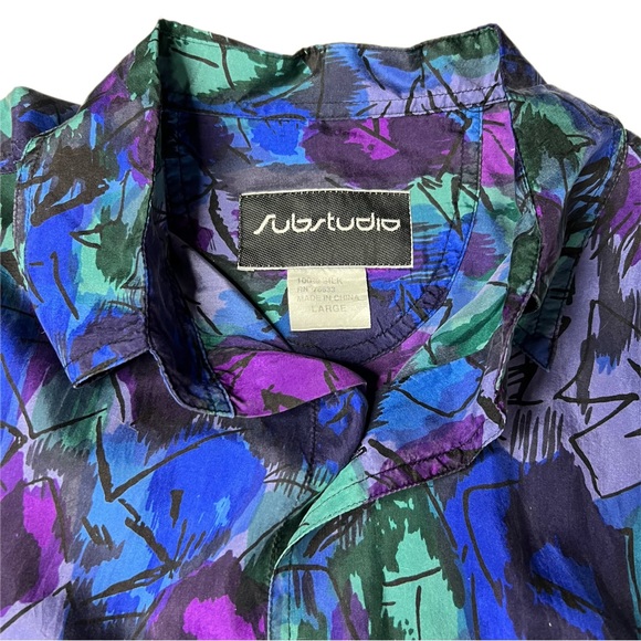Vintage Substudio Silk 80s Party Shirt XL | abstract short sleeve button up - Picture 4 of 7